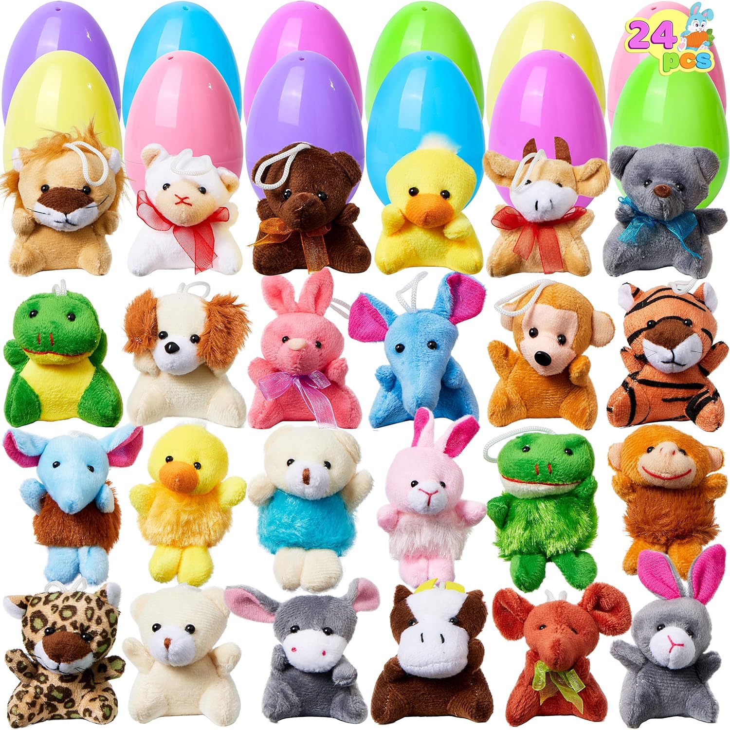 Plush Easter Eggs with Mini Animals for Children – 12 Piece Surprise Egg Set