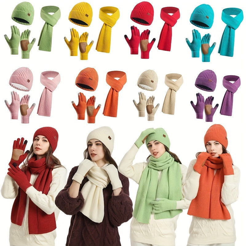 Joyful Winter Set - Beanie, Scarf and Gloves for Couples