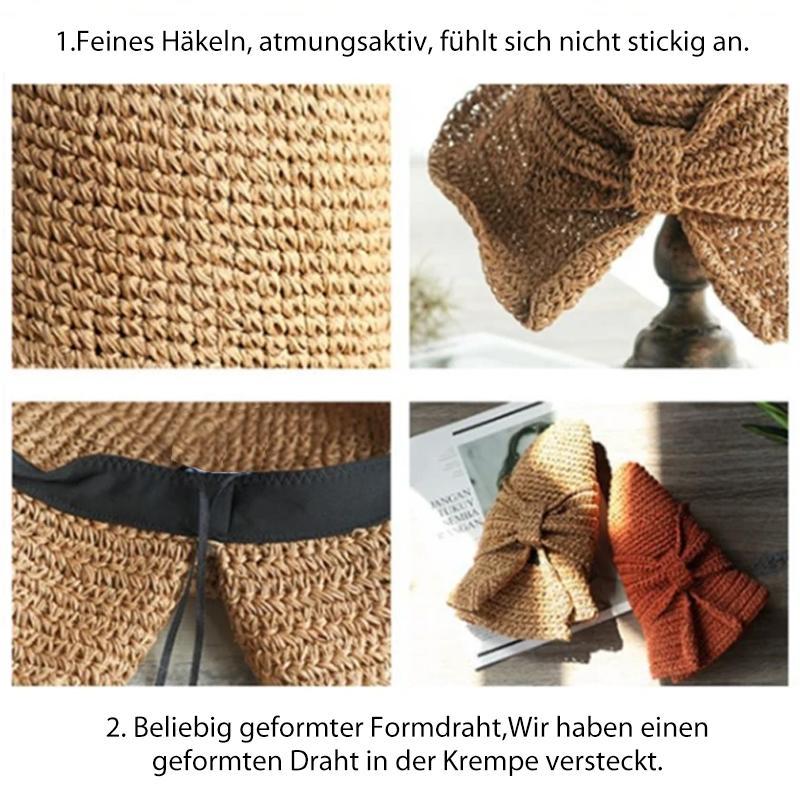 Retro Foldable Straw Hat with Bow