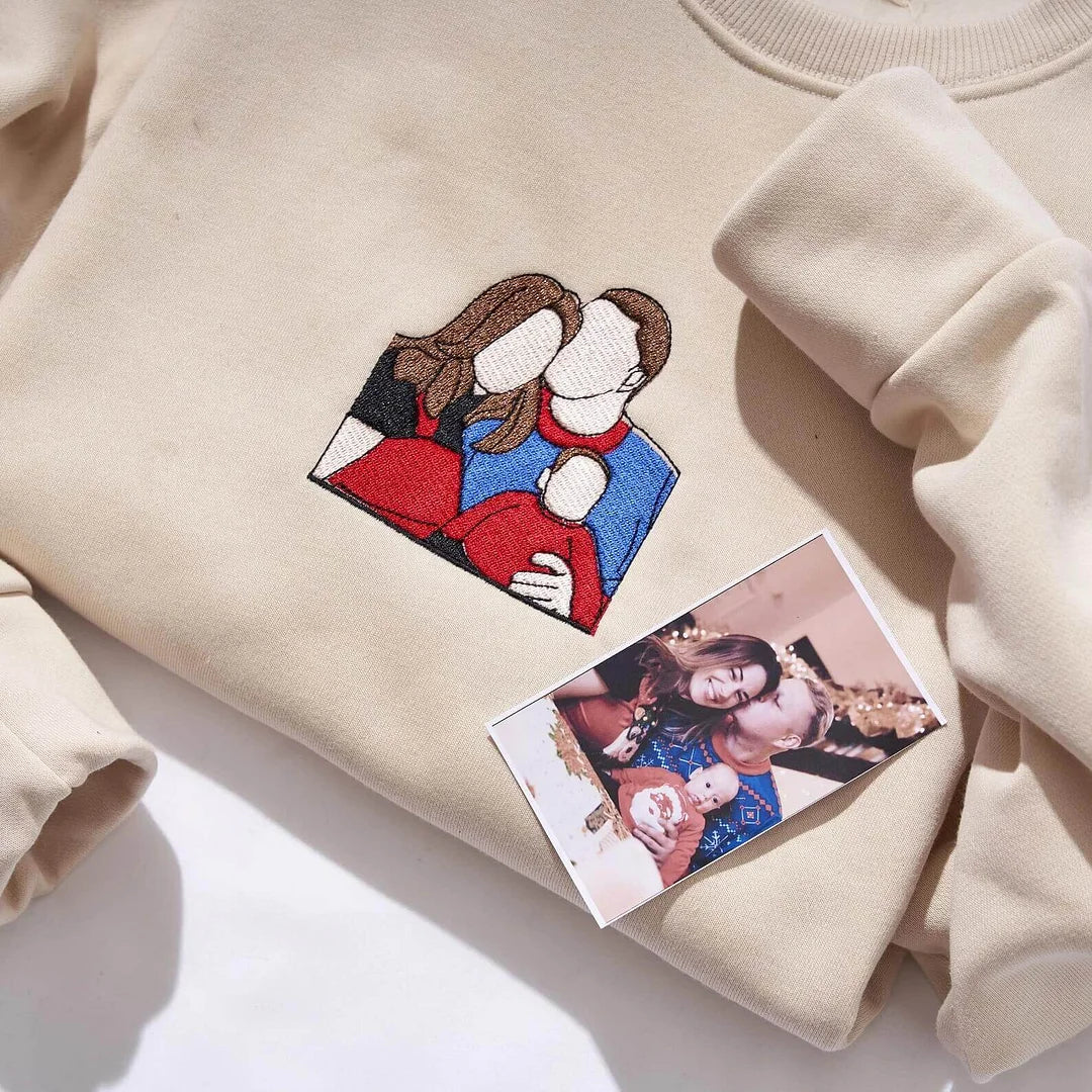 MemoryCraft Custom Embroidered Sweatshirt | Personalized Wearable Art from Photos