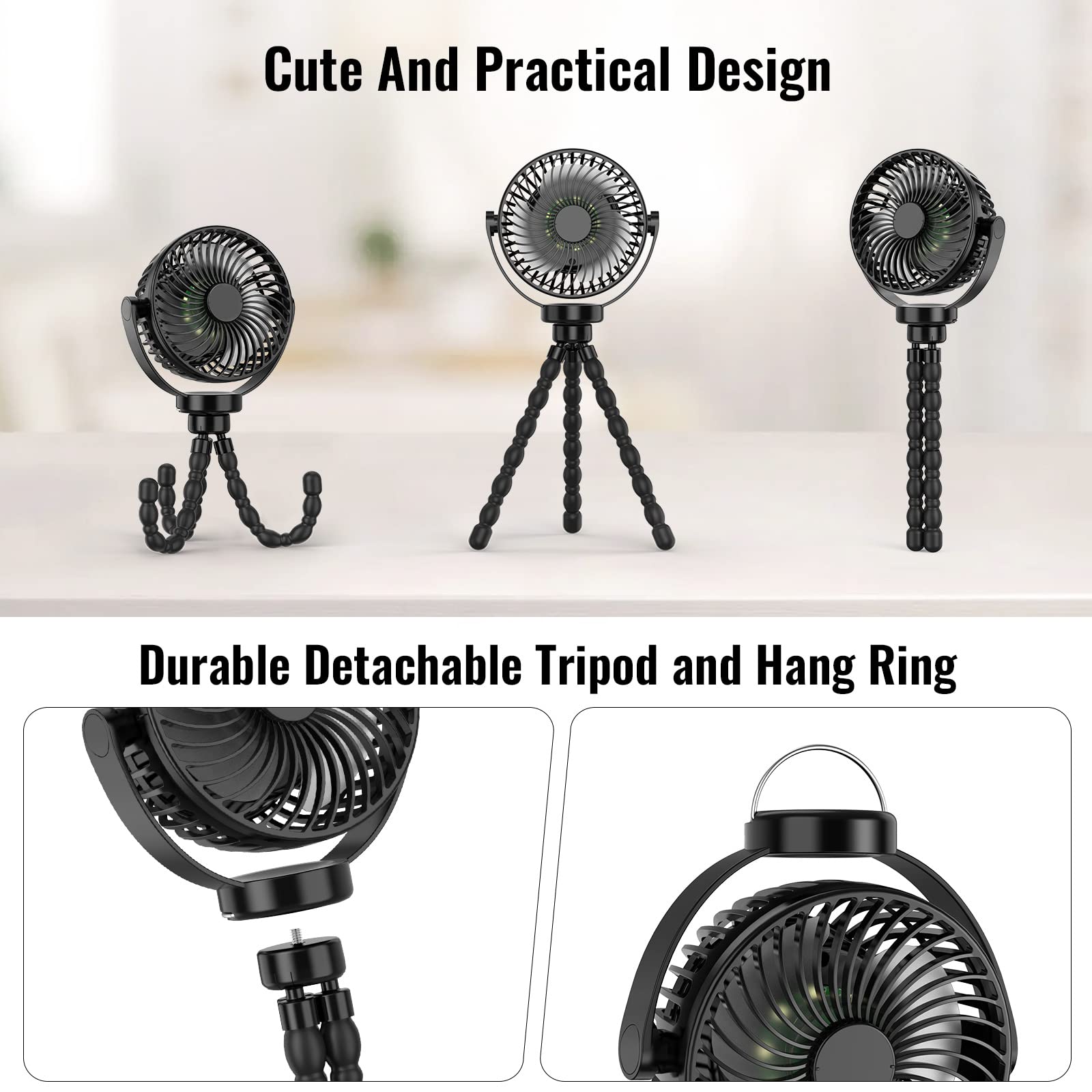 Portable Baby Stroller Fan with 8000mAh Battery