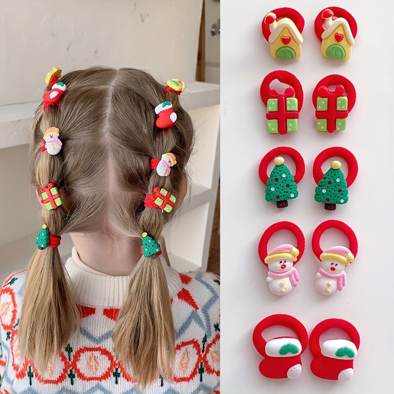 Festive Christmas Hairbands Set - 10 Pieces for Enchanting Styling