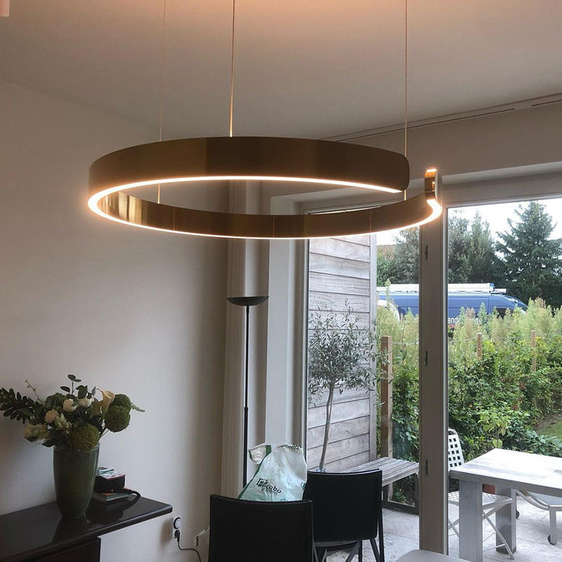 LumaHalo - Modern LED Pendant Light - Circular Design in Black/White/Gold