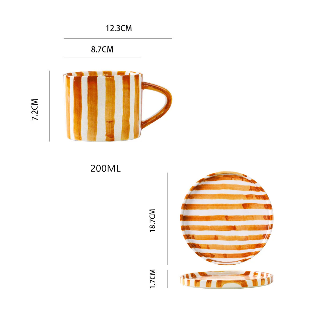 RetroChic Ceramic Coffee Set | Durable hand-painted mug and saucer for sophisticated beverage moments