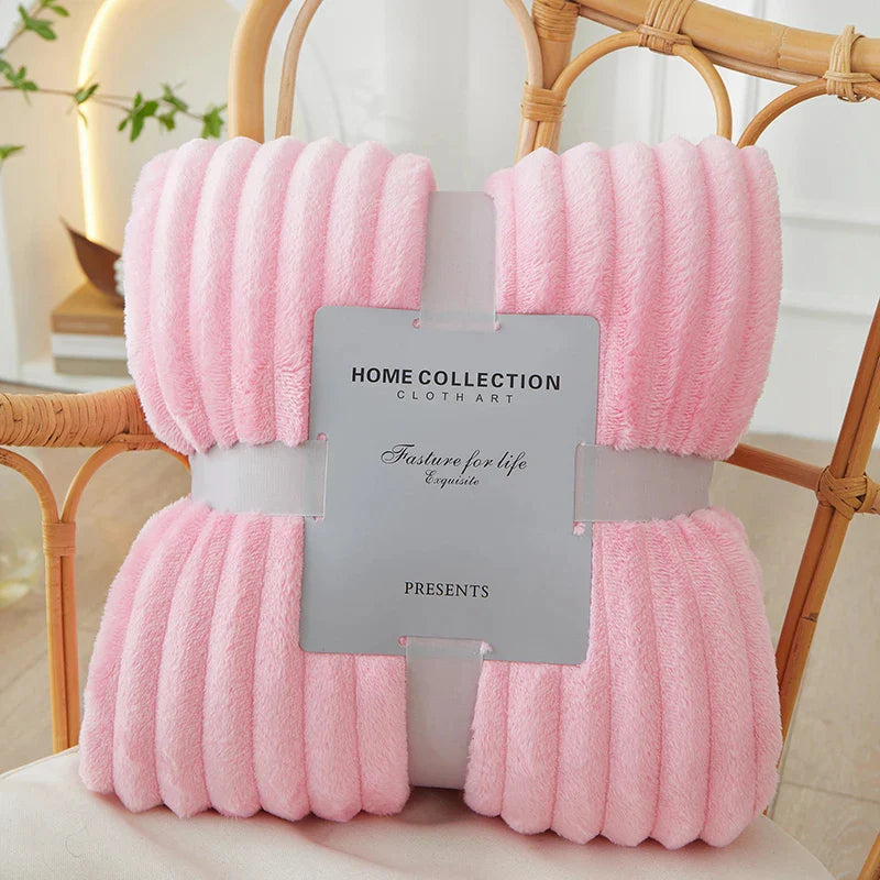 SnugStripe - Soft Striped Flannel Fleece Blanket - Warm & Comfortable