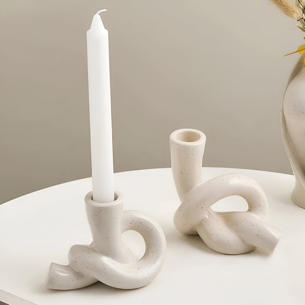 Minimalist Ceramic Knot Candle Holder – Stylish Home Decor