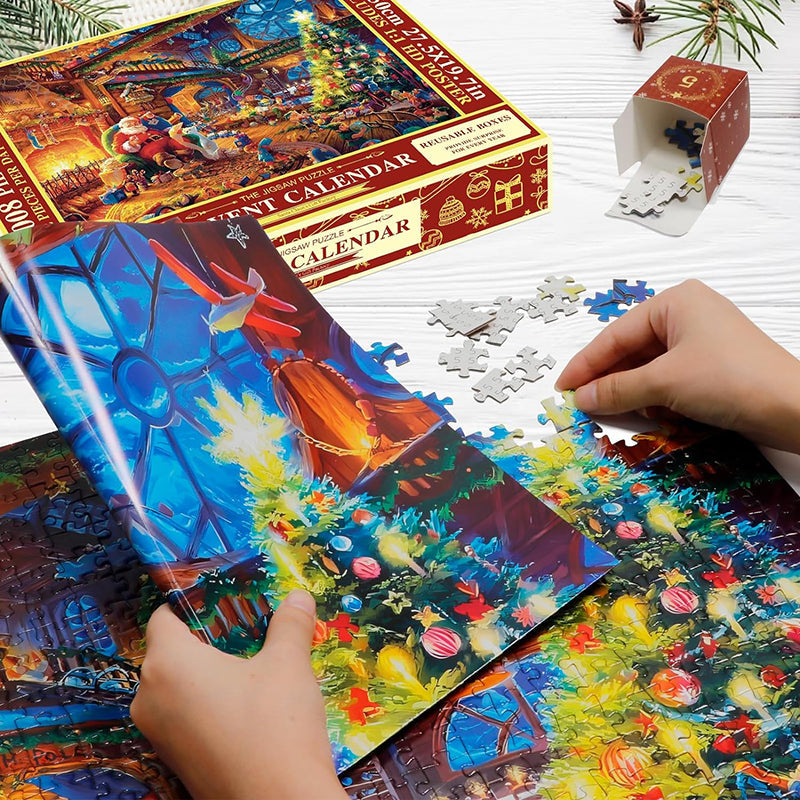 Christmas Puzzle Advent Calendar – 1008 Pieces, Daily Puzzle Fun