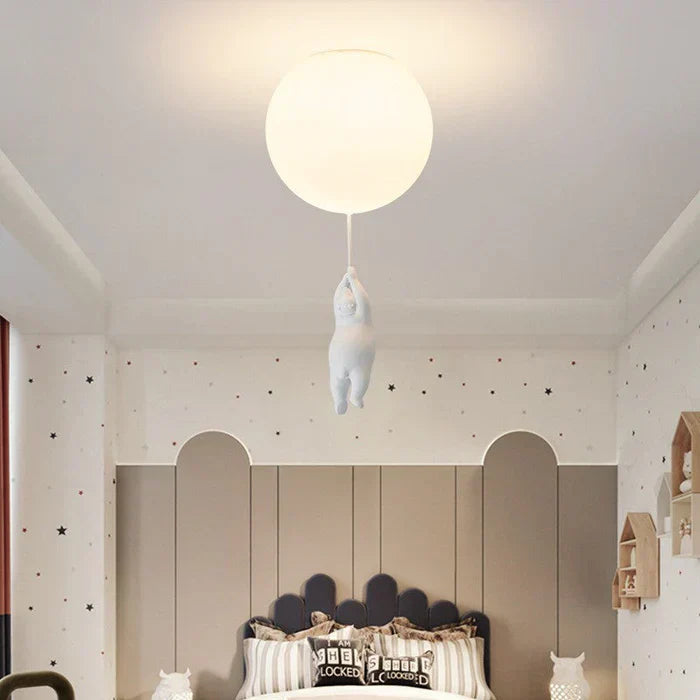 Children's Pendant Light | Bear and Balloon Design | CloudBear | Playful and Unique Design | LED Lighting | High-Quality Plastic and Metal | For Children's Bedrooms | 40 cm Diameter