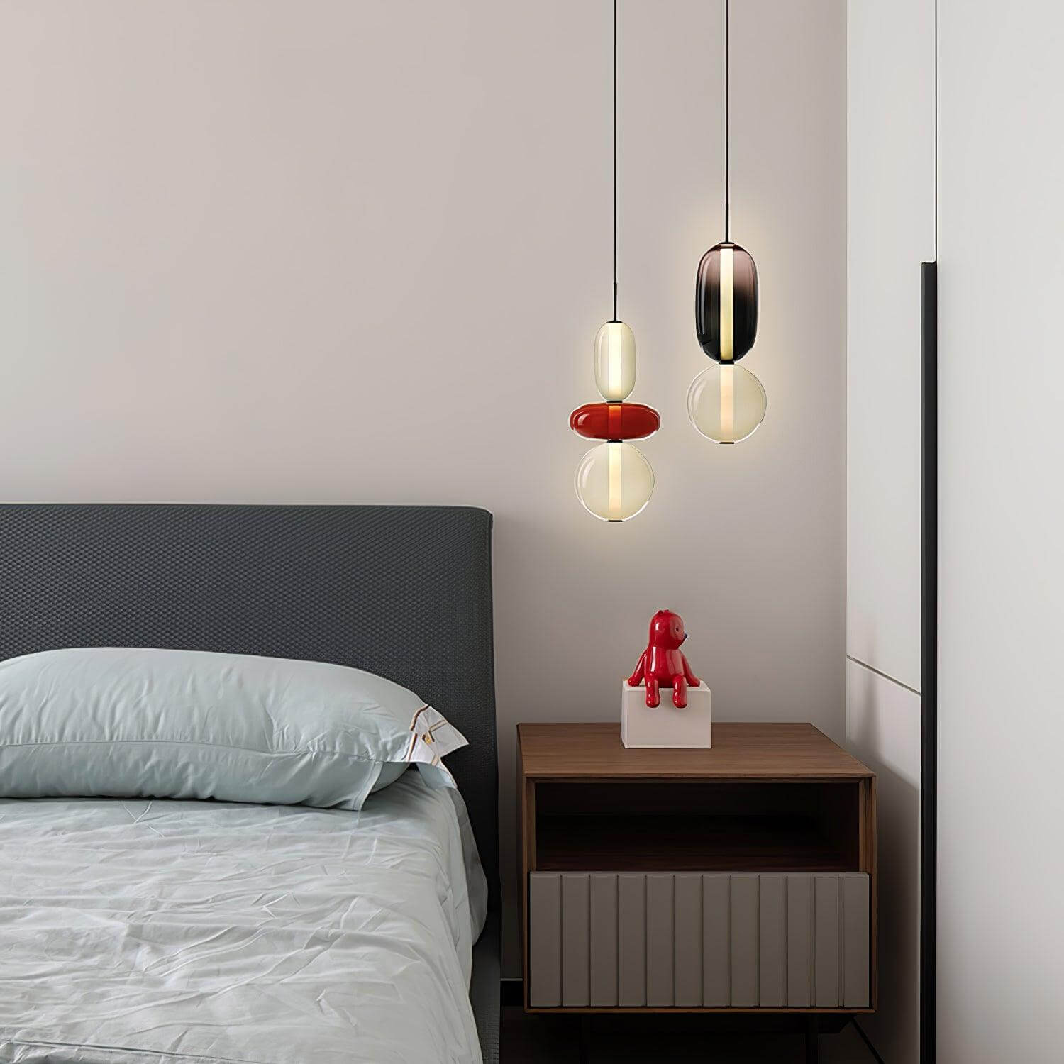 Modern Pendant Light with Coloured Glass
