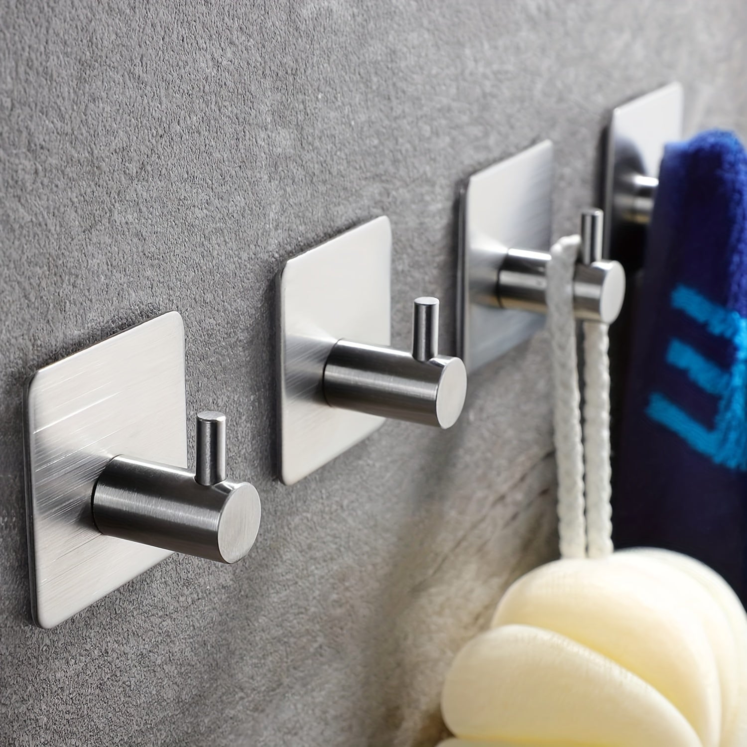 4-Piece Self-Adhesive Stainless Steel Hook Set – Minimalistic, Strong and Waterproof