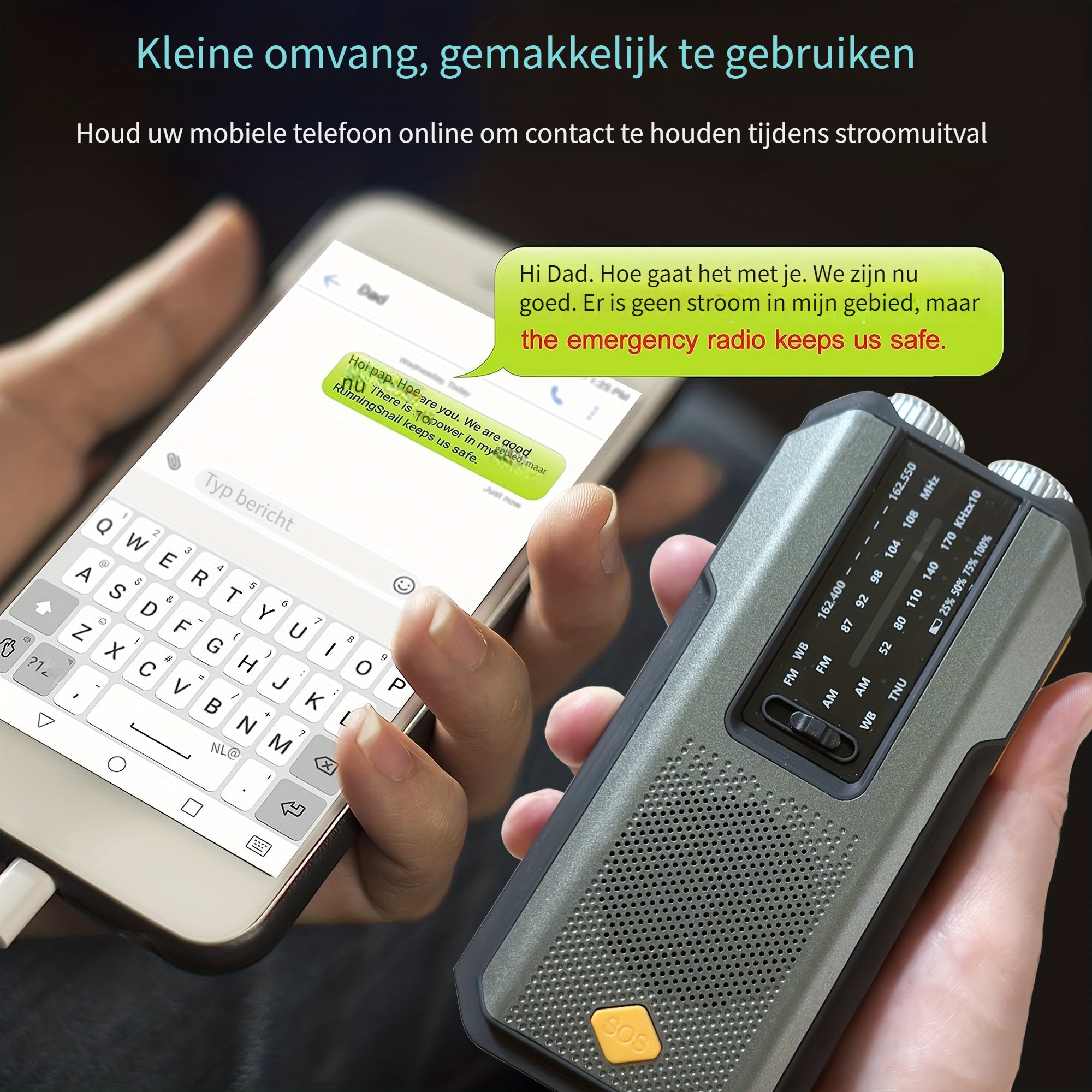 Daykit Portable AM/FM Radio – With Solar Panel and Flashlight