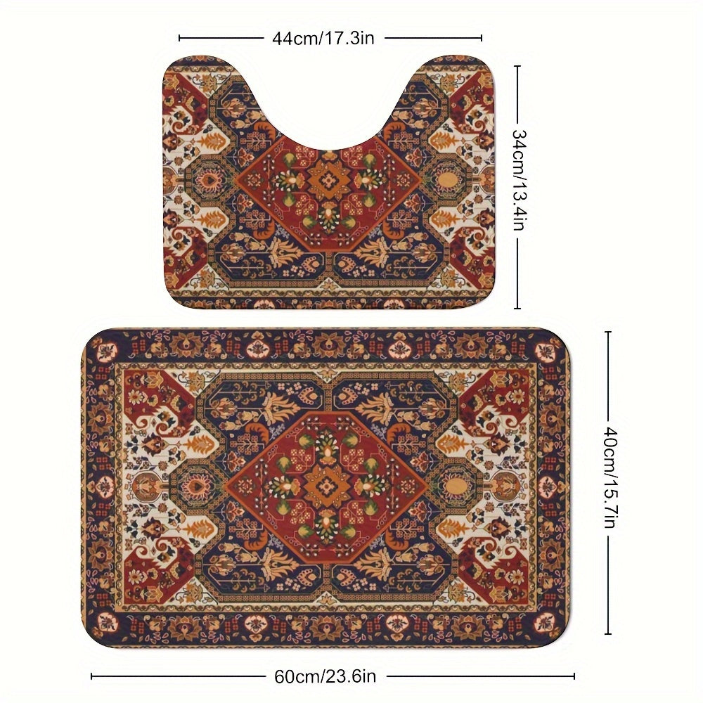 Persian-Inspired Bathroom Mat Set – Absorbent and Non-Slip