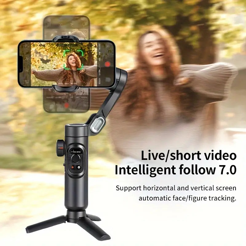 SmartPro Handheld Gimbal Stabilizer - Foldable Smartphone Video Vlog PTZ Stabilizer for iPhone, Android and Samsung
