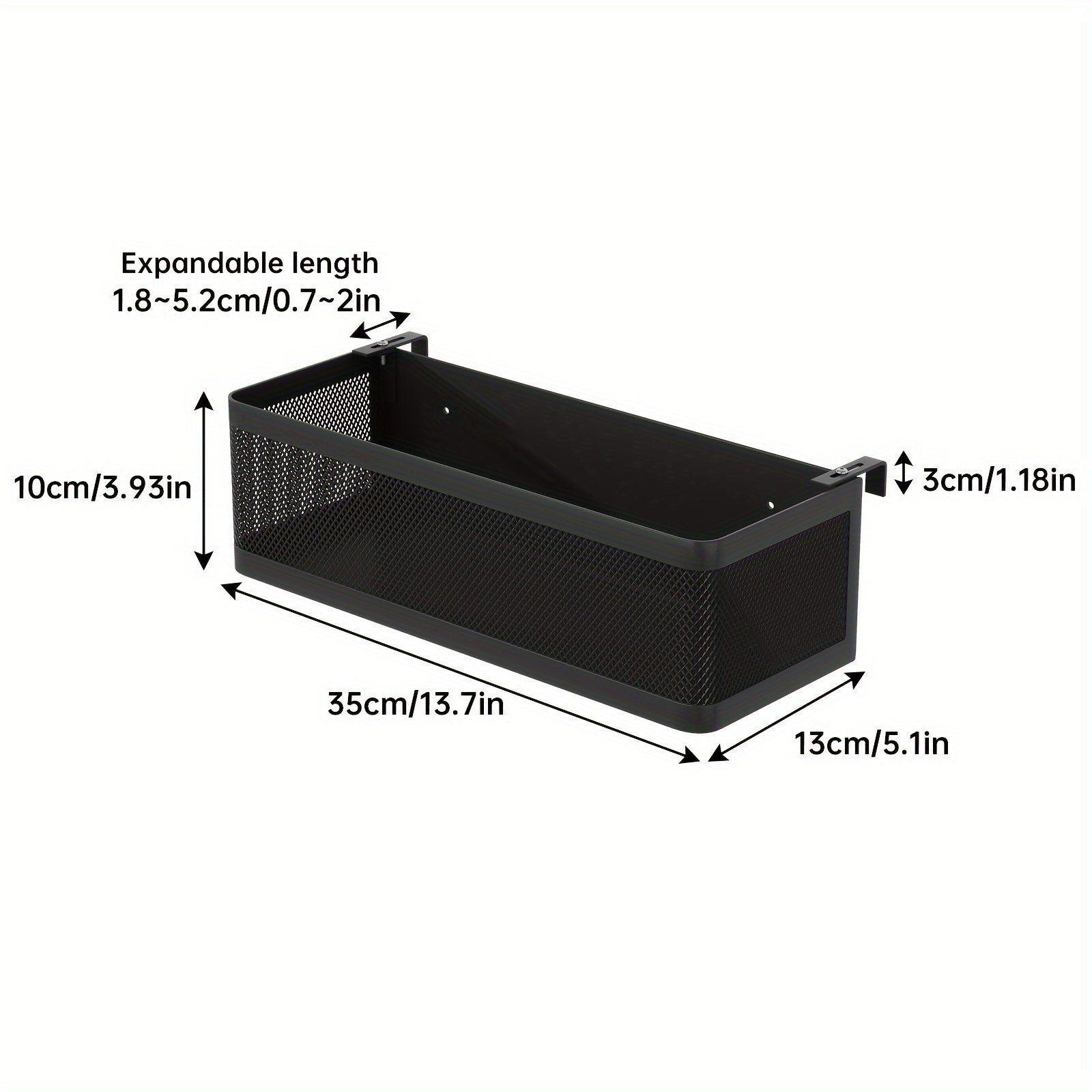 Adjustable Metal Storage Basket with Hooks - Handy Solution for Organisation