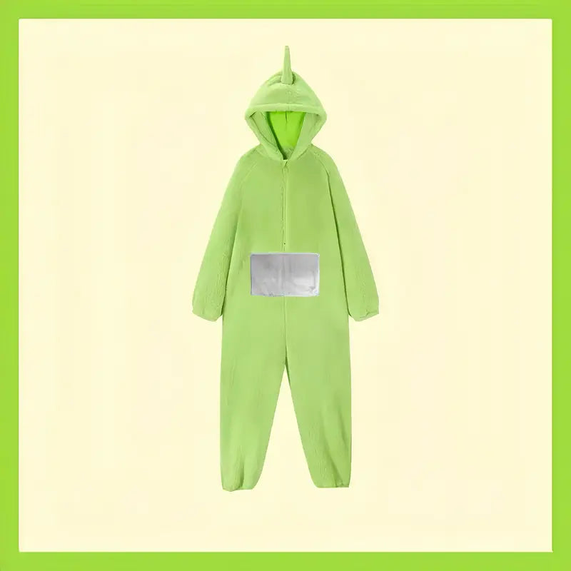 Teletubbies Pyjamas – Ultra-soft Flannel Jumpsuit with Hood for Halloween and Costume Play