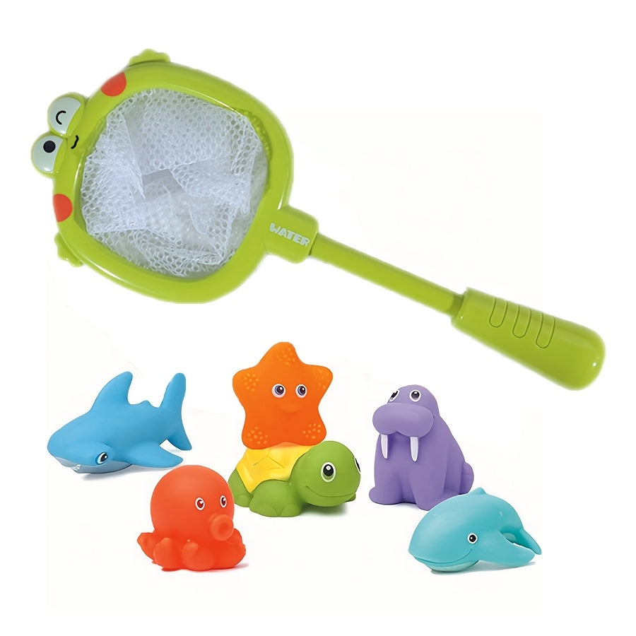 Bath Toy Set with Nets – Floating Sea Creatures and Water Sprayers