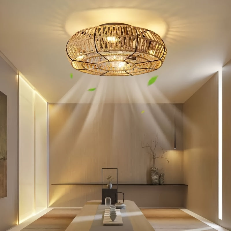 Handwoven Rattan Ceiling Fan – Zen Style and Functionality