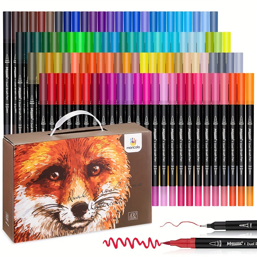 100 Colours Dual-Tip Markers Set – Versatile Fineliner and Brush Tips for Creative Projects