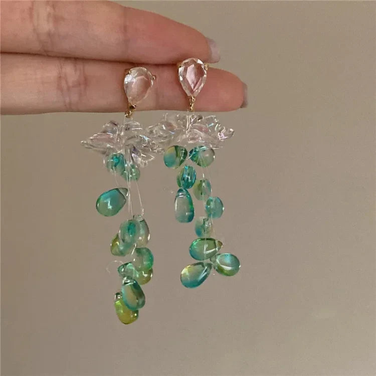 Crystal Flower Tassel Earrings – Sophia