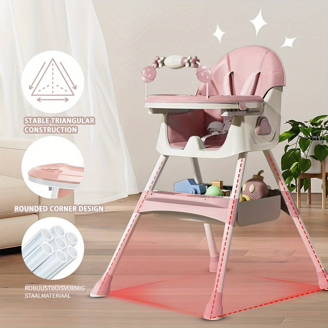 FlexiGrow Toddler High Chair – Adjustable & Multifunctional