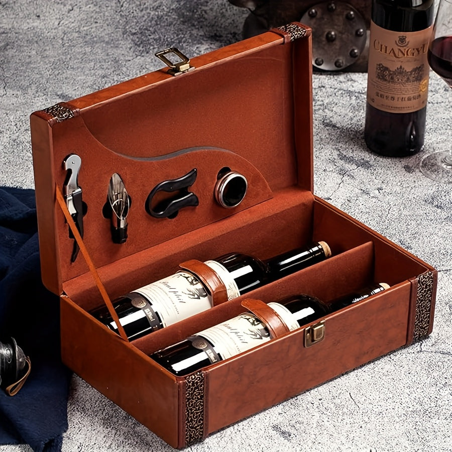 Classic 2-Bottle Wine Carrier with Accessories – Portable Gift Box
