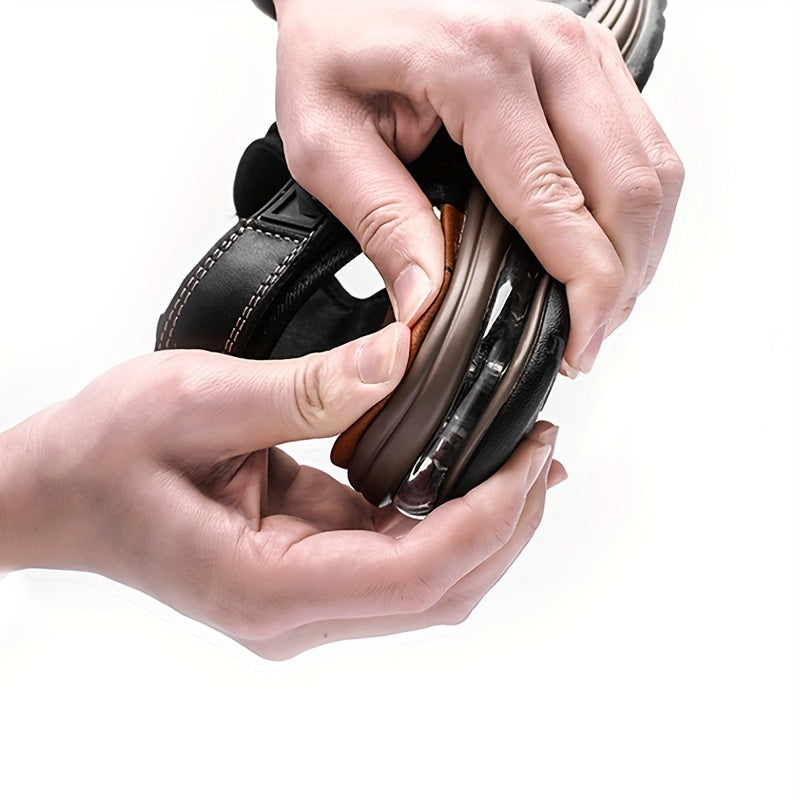 Premium Men's Leather Beach Sandals – Adjustable and Shock-Absorbing