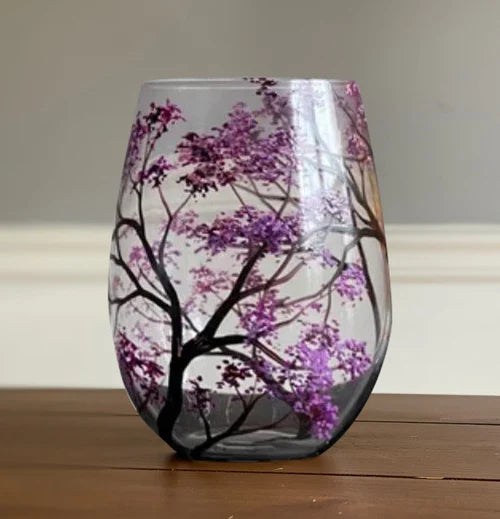 Sandsberg | Wine Glass Four Seasons Tree - Hand-Painted Art