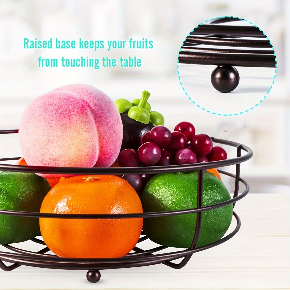 2-Tier Oval Fruit Bowl with Banana Holder – Metal Kitchen Organiser