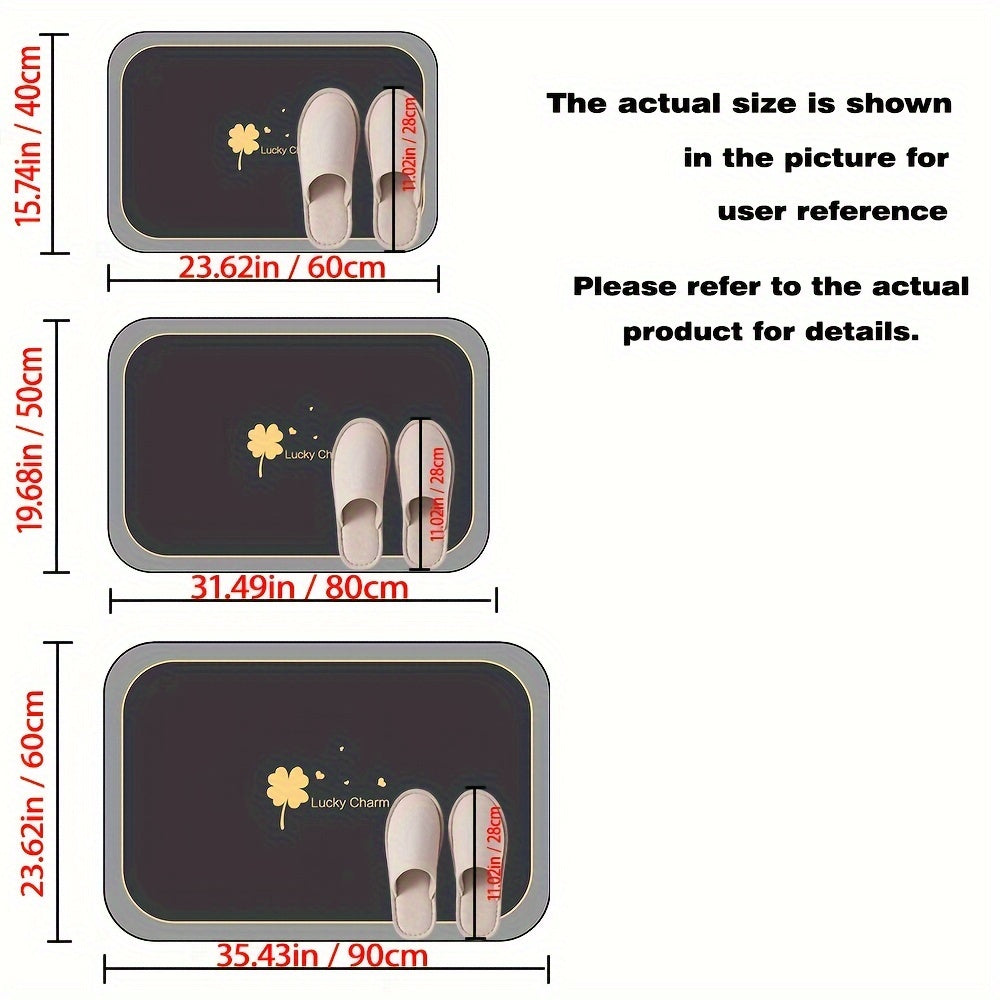 Lucky Charm Quick-Drying Bathroom Mat - Geometric Design with Non-Slip for Shower and Entrance