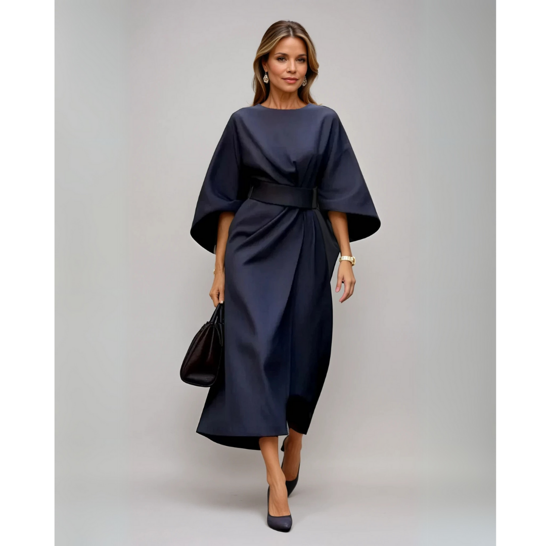 Selva | Elegant dress with lantern sleeves and belt