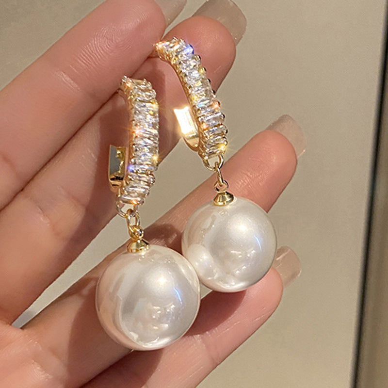 Luxurious Pearl and Zirconia Earrings – Amara