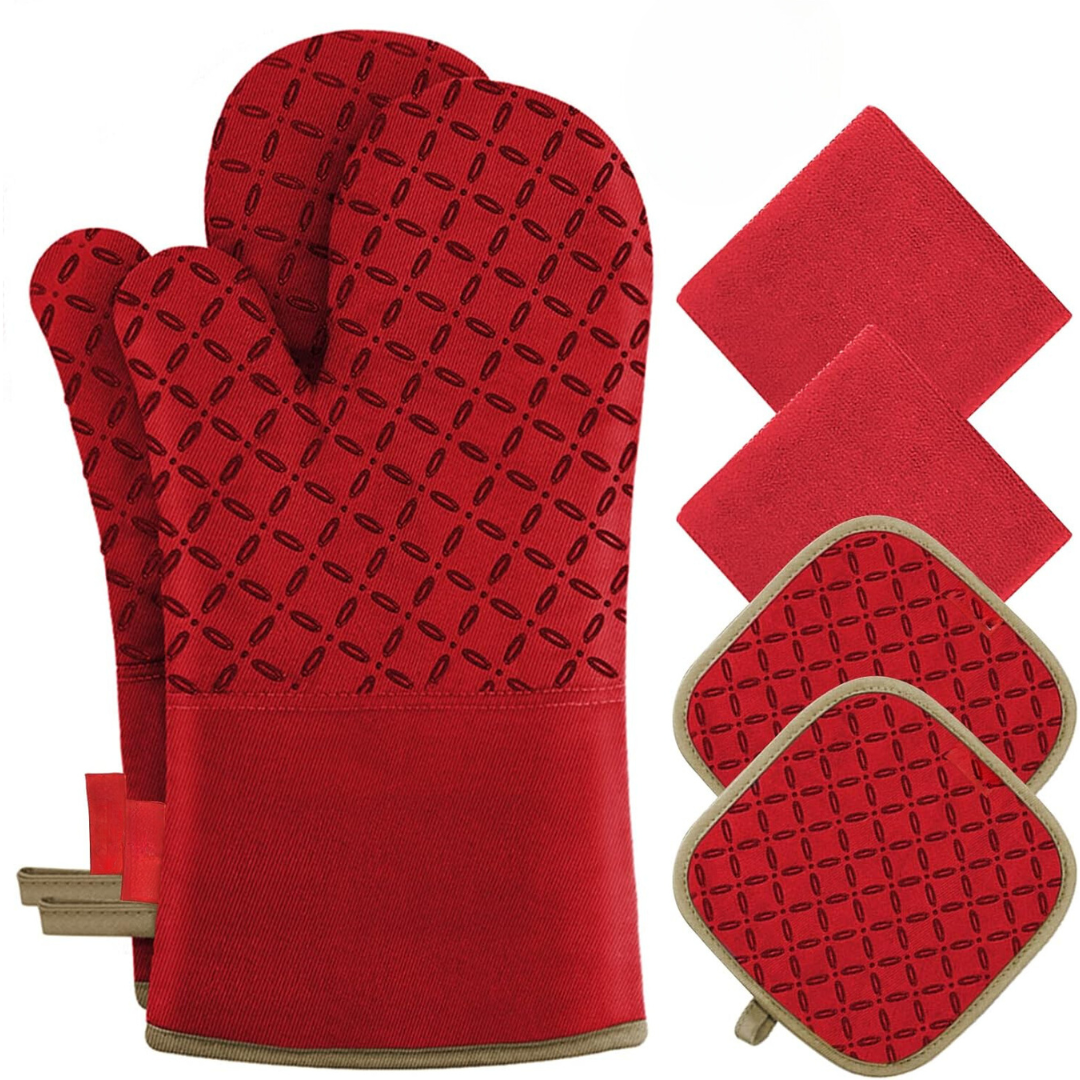 6-Piece Heat-Resistant Oven Glove and Pot Holder Set