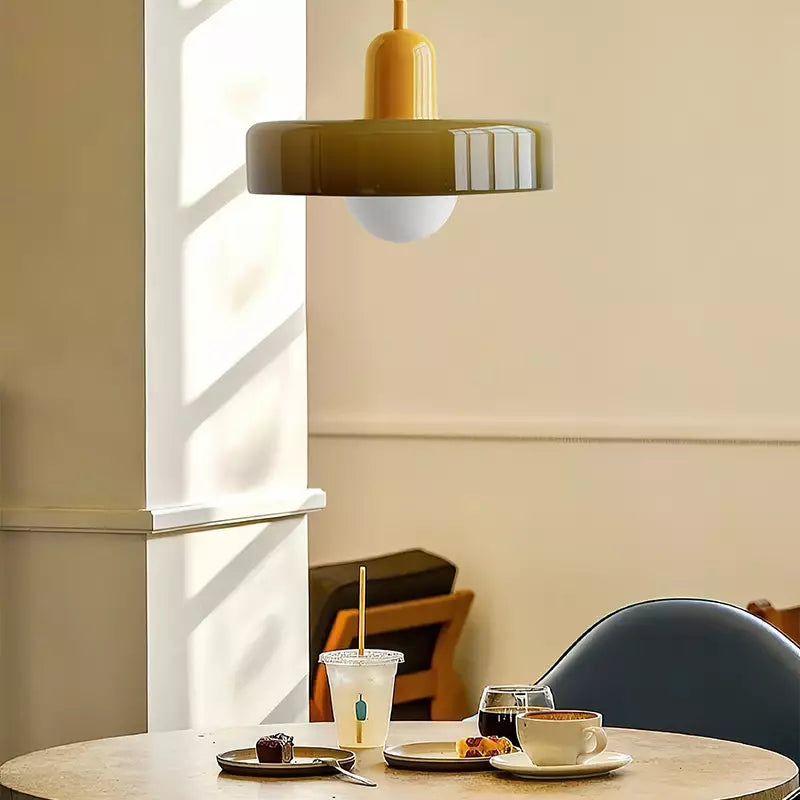 Sandsberg Pendant Light in Coloured Glass | Elegant Hanging Light in Bauhaus Style | Designer Lamp for Living Room & Dining Room