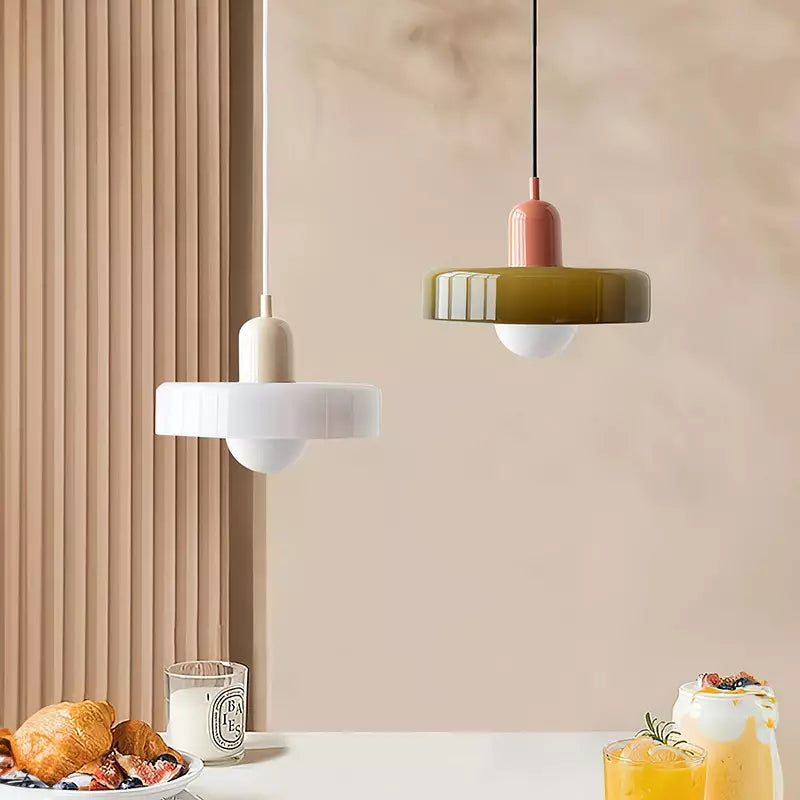 Sandsberg Pendant Light in Coloured Glass | Elegant Hanging Light in Bauhaus Style | Designer Lamp for Living Room & Dining Room