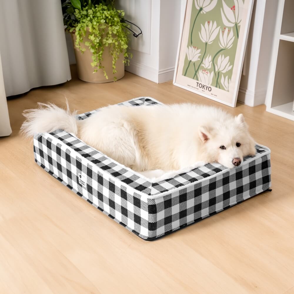 Super Soft Winter Checkered Dog Bed - Scottish Snuggle Bed for Cold Days