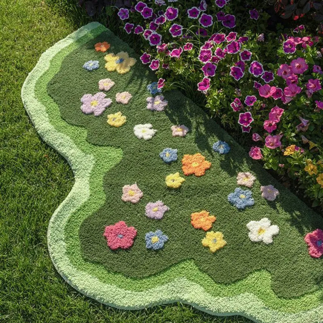 GardenGlow Bloemen Vloerkussen | Zachte vloermat met bloemenpatroon voor woonkamer, slaapkamer en ha