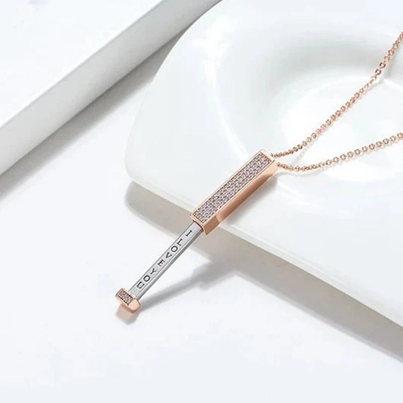 AmaraBloom Luxury Keepsake Necklace | Engraved zirconia pendant for cherished connections