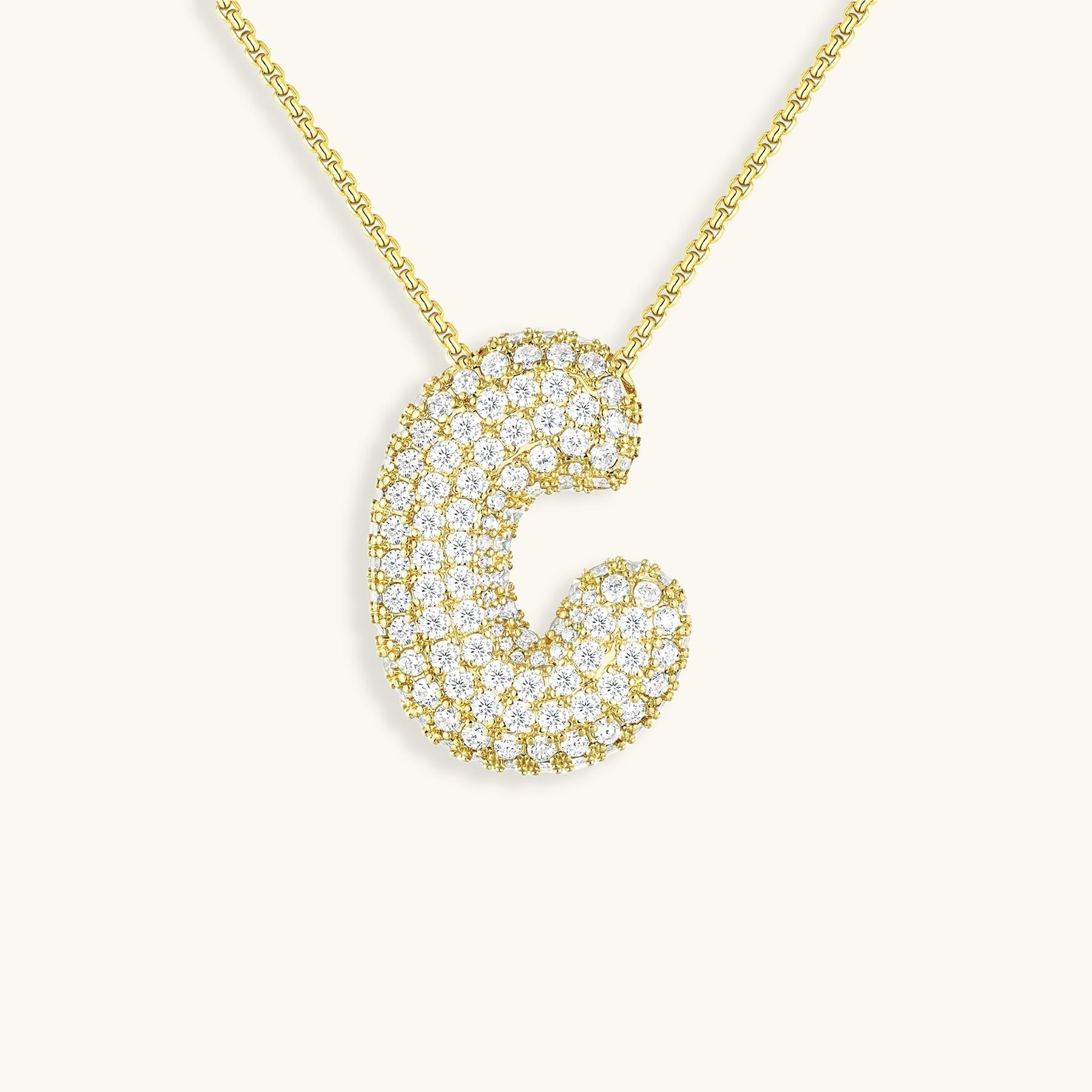Bubble Initial-Diamond Necklace