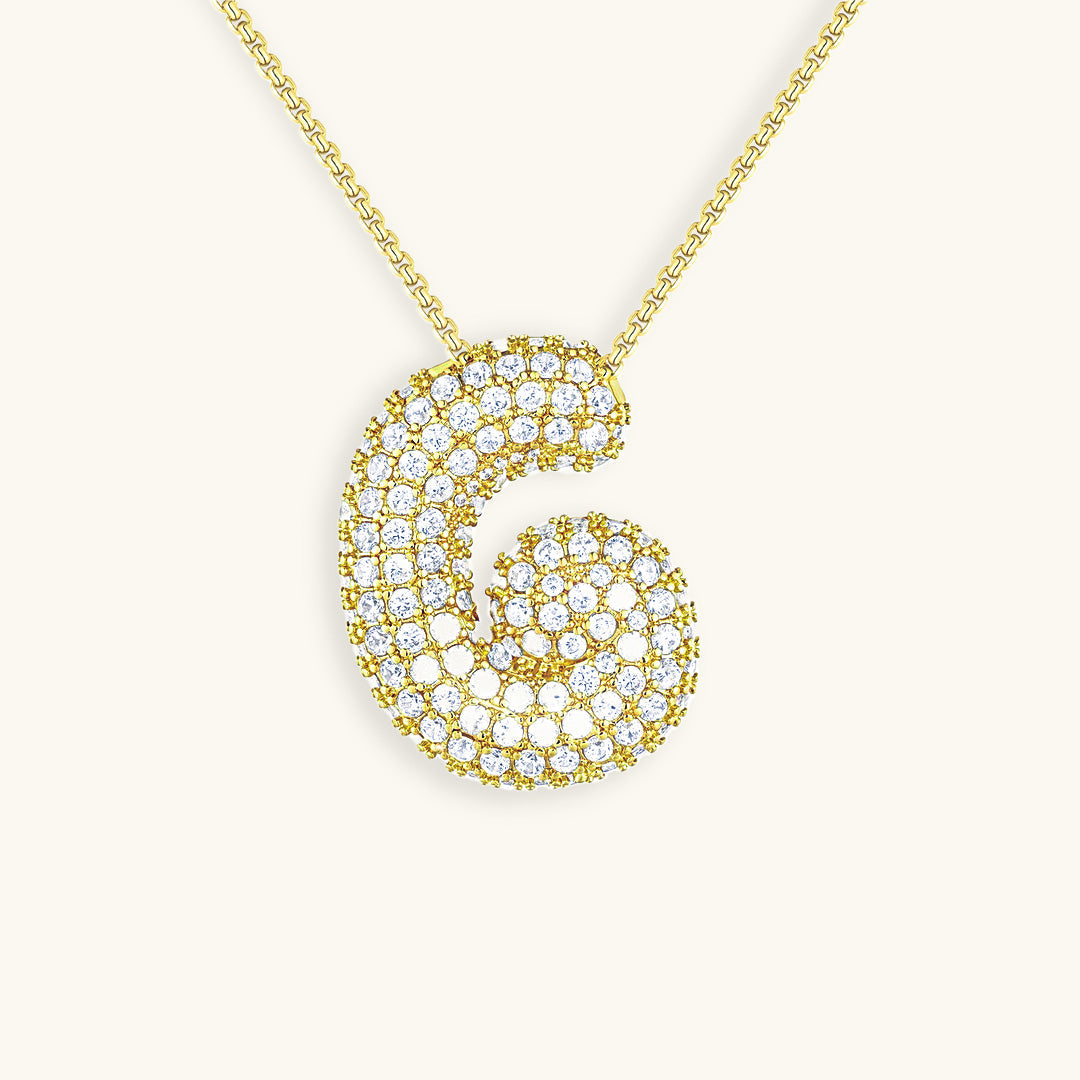 Bubble Initial-Diamond Necklace