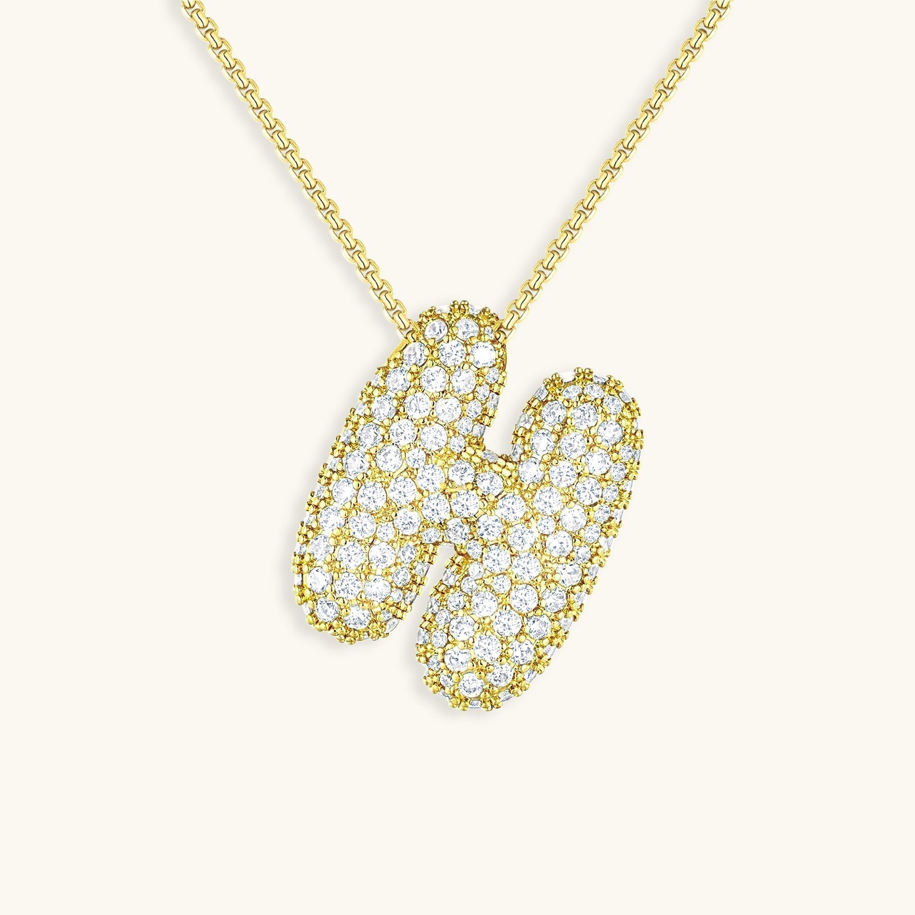 Bubble Initial-Diamond Necklace