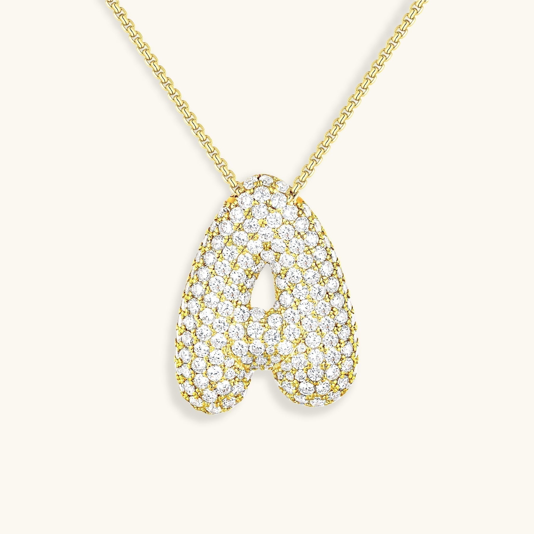 Bubble Initial-Diamond Necklace