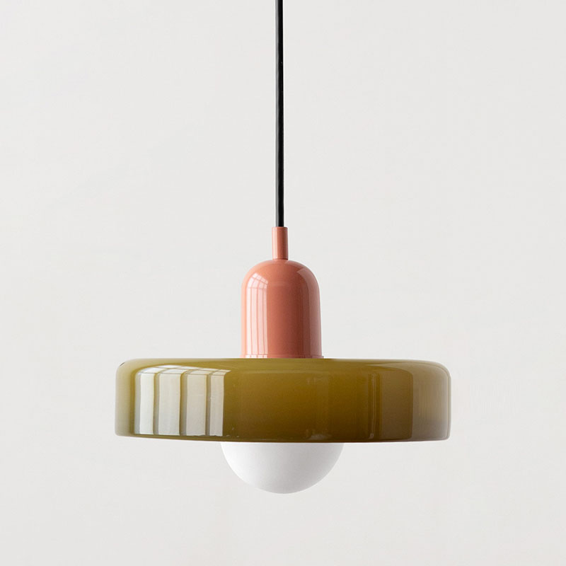 Sandsberg Pendant Light in Coloured Glass | Elegant Hanging Light in Bauhaus Style | Designer Lamp for Living Room & Dining Room