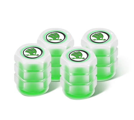 Set of 4 Illuminated Valve Caps with Logo – LuxaGlow