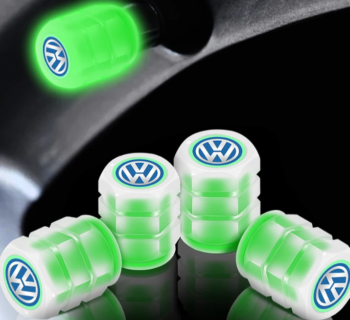 Set of 4 Illuminated Valve Caps with Logo – LuxaGlow