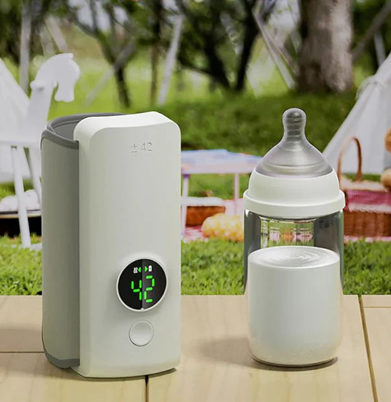 Portable Baby Bottle Warmer – 6 Adjustable Heat Settings & Temperature Control for On-the-Go