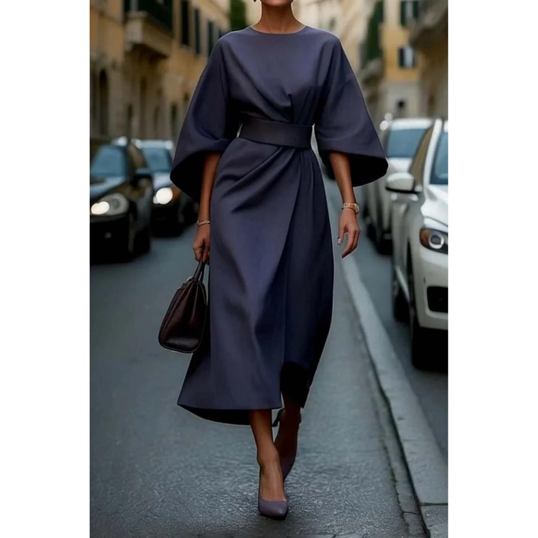 Selva | Elegant dress with lantern sleeves and belt