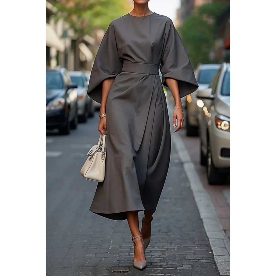 Selva | Elegant dress with lantern sleeves and belt