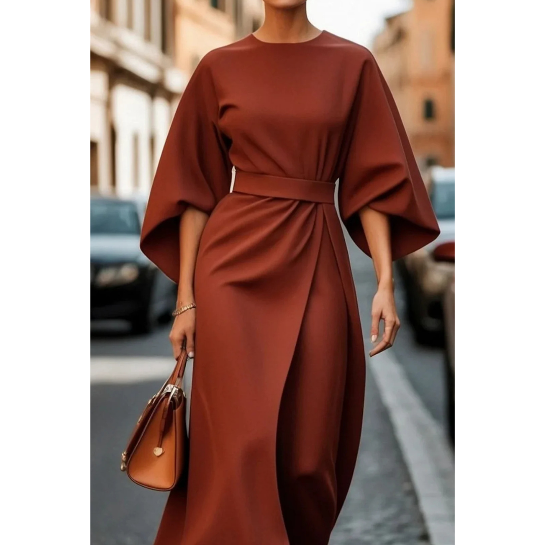 Selva | Elegant dress with lantern sleeves and belt