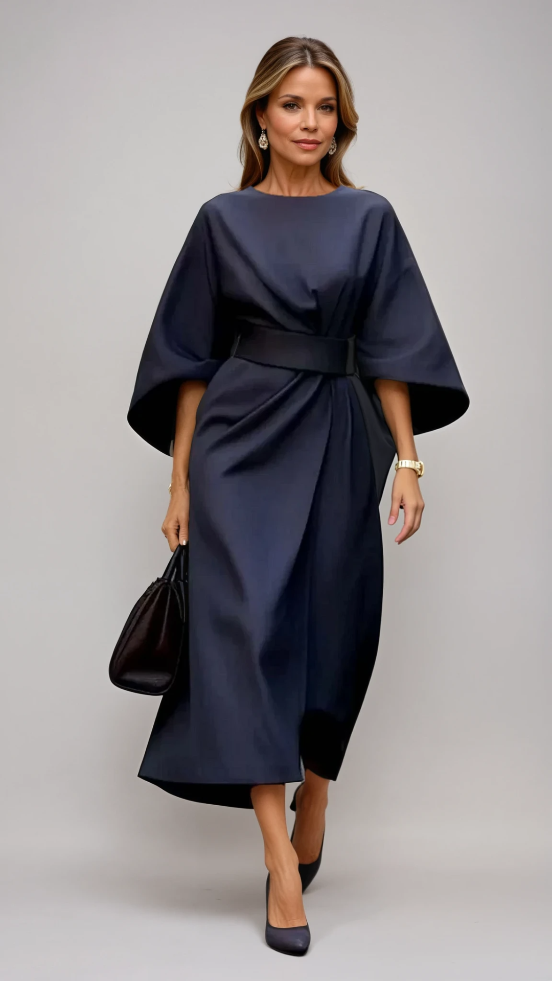 Selva | Elegant dress with lantern sleeves and belt