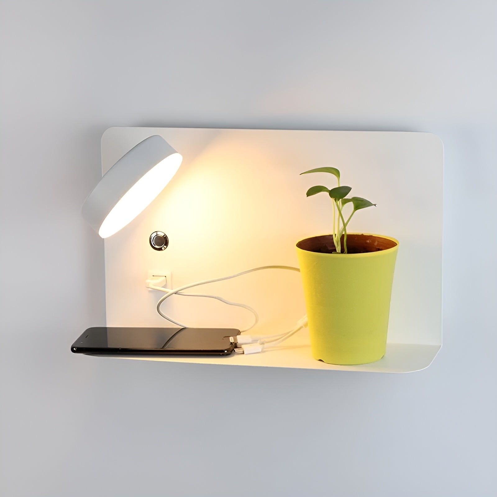 LED Wall Lamp with USB Charger and Switch - GlowPort